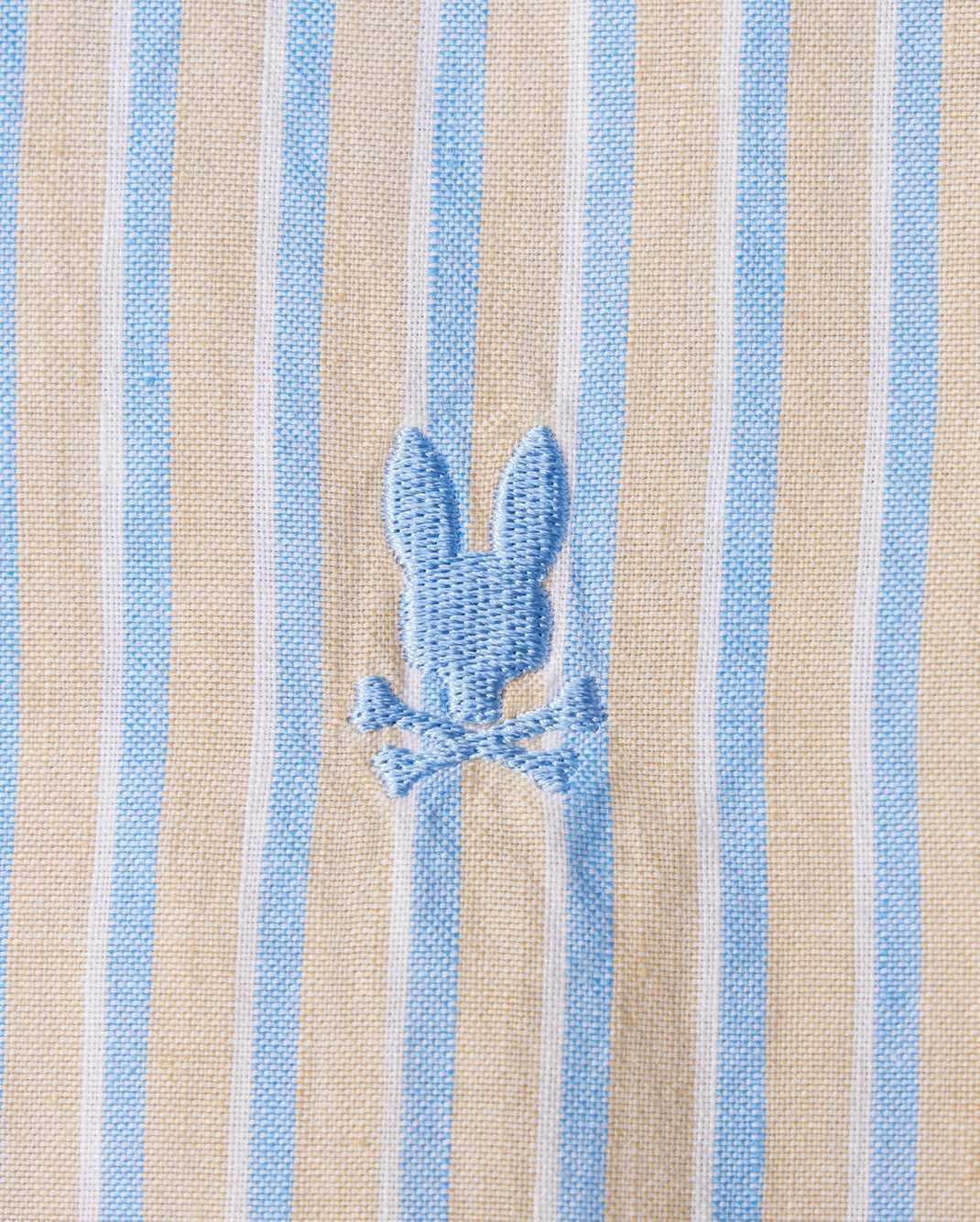 Chemises Psycho Bunny Justin Linen Camp Shirt Bleu Homme | DXH-51049201